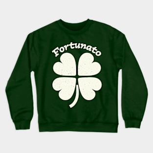 Fortunato Emblem - Distressed Four-Leaf Graphic Design Crewneck Sweatshirt